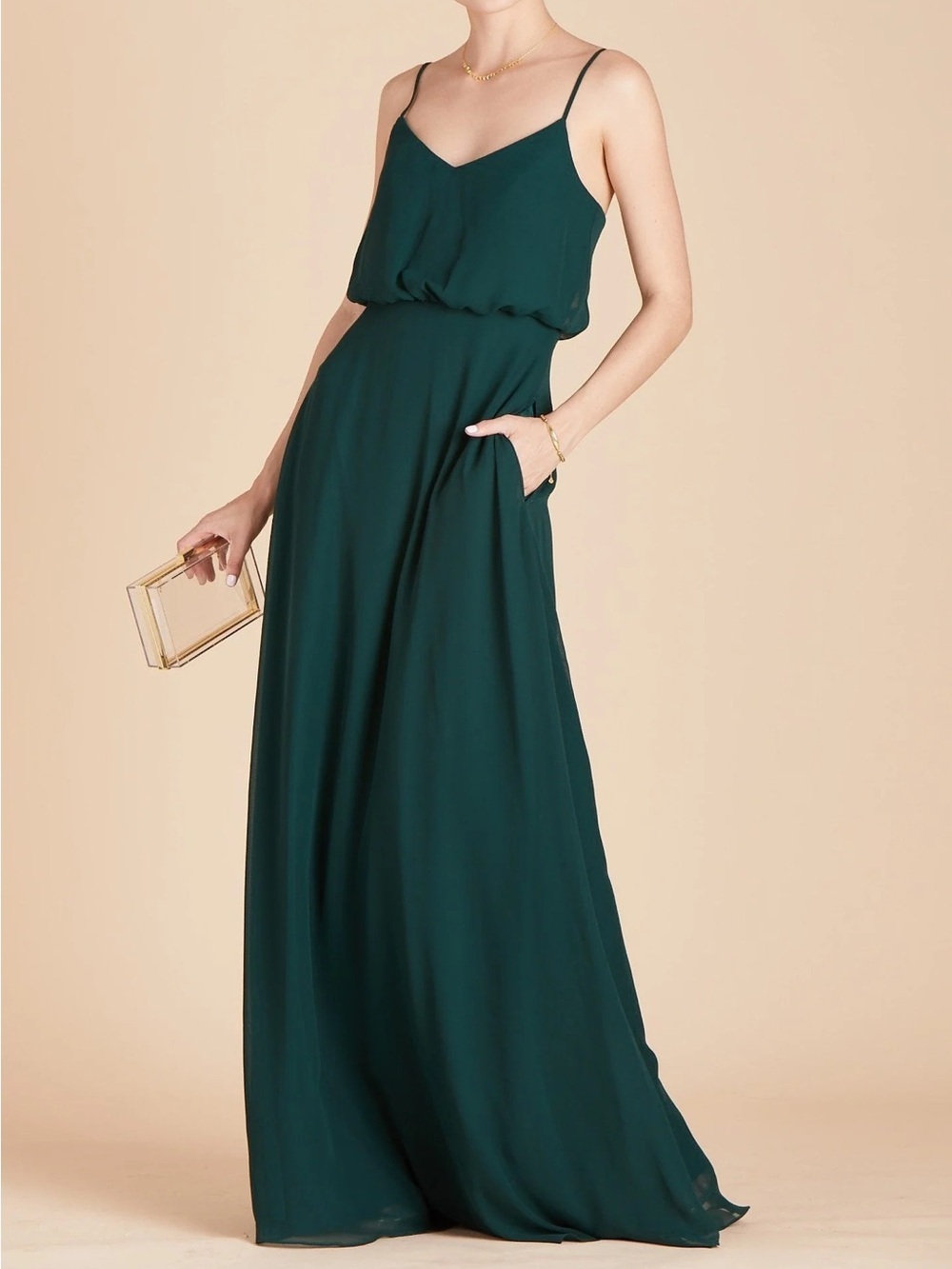 Birdy Grey Gwennie Chiffon Blouson Maxi Dress Women Size Small Dark Green